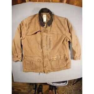VTG Carhartt C10CHT Barn Chore Coat Mens XXL Brown Canvas Blanket Lined